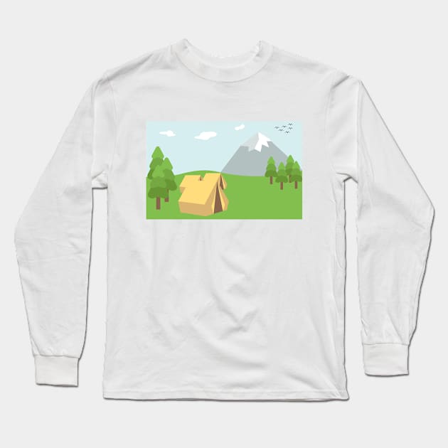 Camping Mountain Long Sleeve T-Shirt by Usea Studio